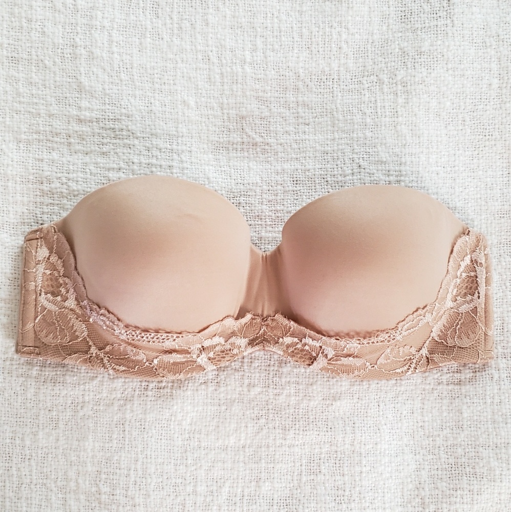 VS nude lace strapless bra